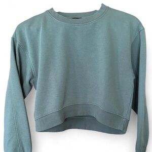Zara Teal Cropped Sweatshirt